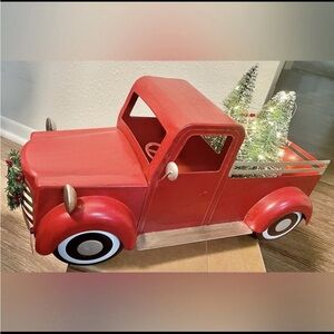 Classic Red Toy Truck with Holiday Trees